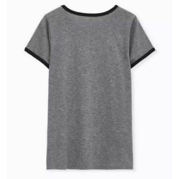 torrid | Tattoo Print Classic Fit Ringer Tee - Heather Grey - Picture 7 of 10